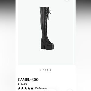 Demonia Black Over-the-Knee Lace-Up Platform Boots